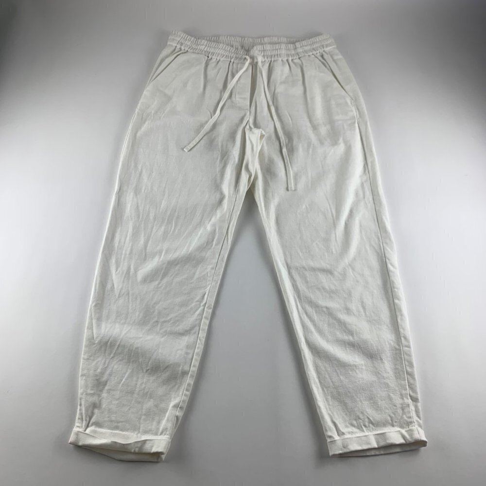 J. Crew White Linen High Rise Ankle Pant 10